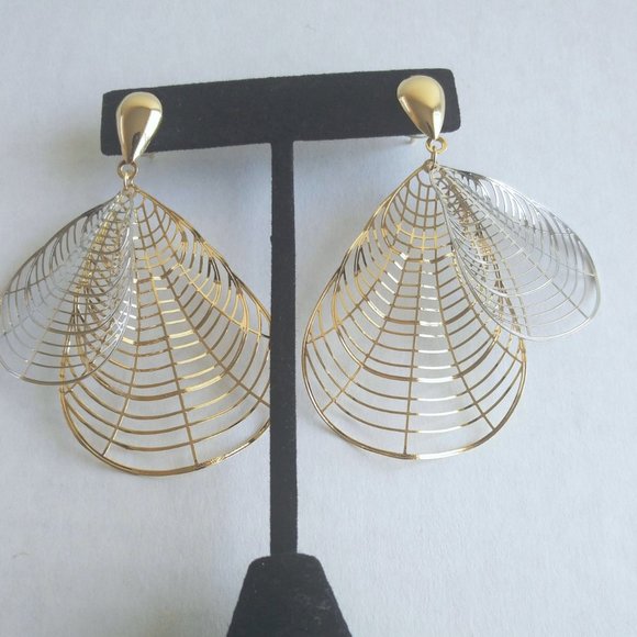 Dangle Gold and Silver Earrings - Picture 3 of 3
